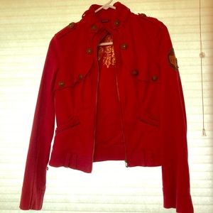Red jean jacket